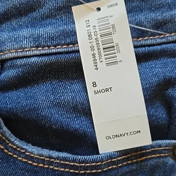 NEW Old Navy Power Slim Straight Zip Fly Mid-Dark Wash Distressed - 8S - Picture 12 of 15